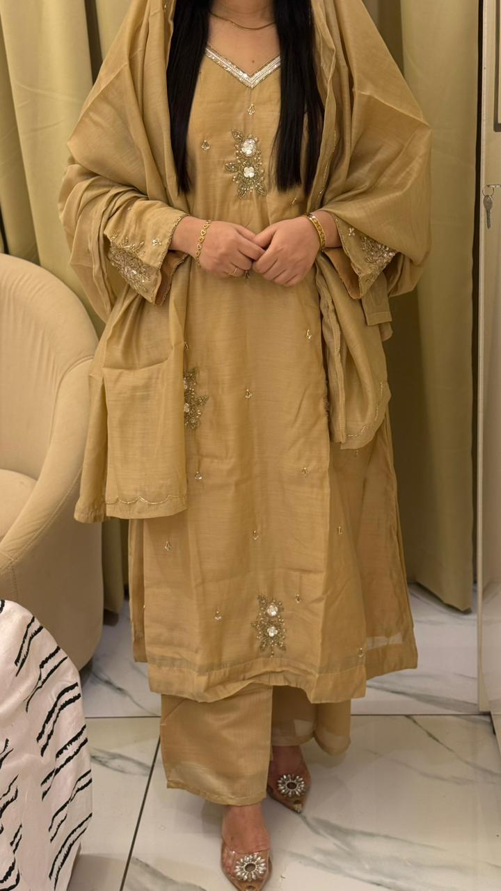 Luxury Handwork Mulchanderi Anarkali Set