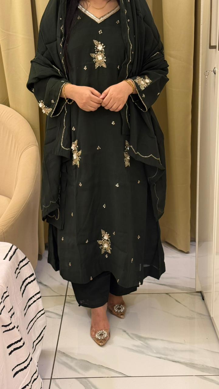 Luxury Handwork Mulchanderi Anarkali Set