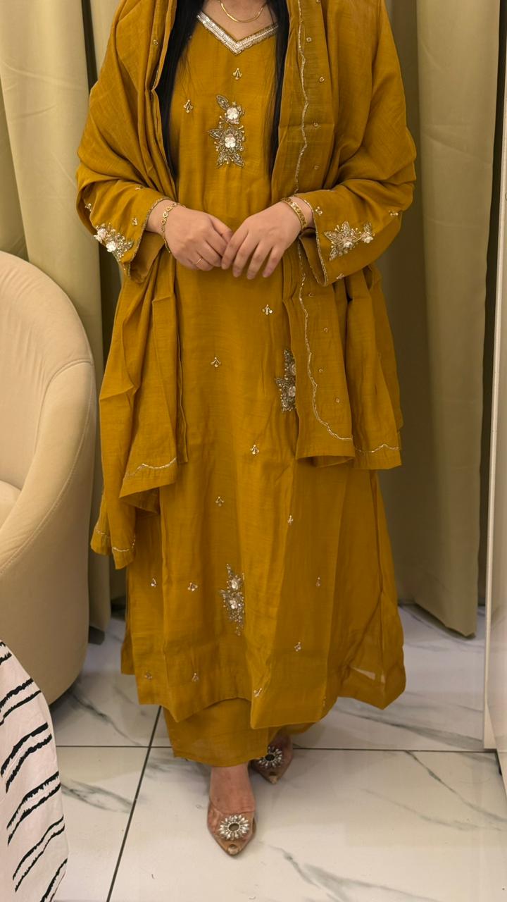 Luxury Handwork Mulchanderi Anarkali Set