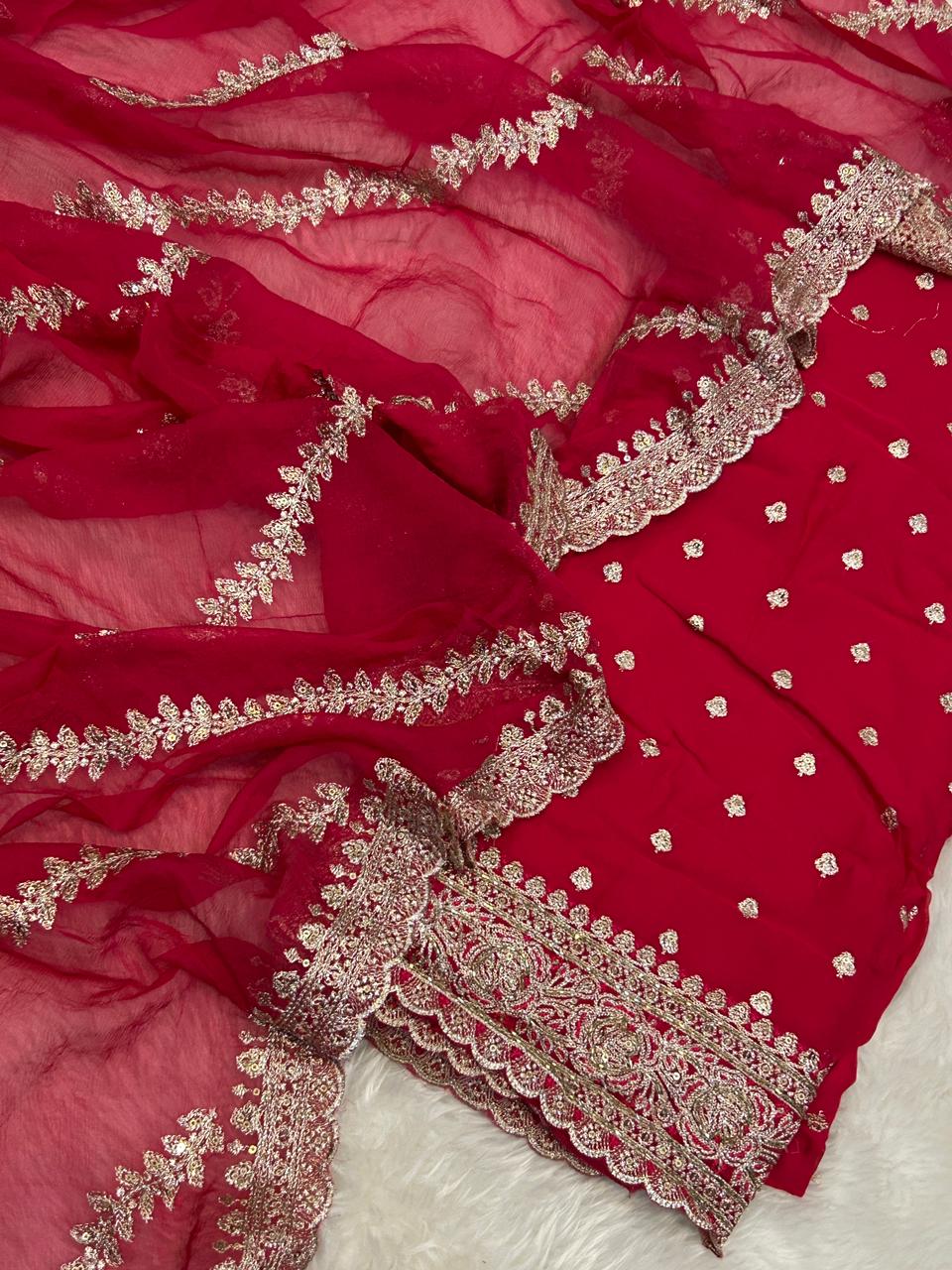 Embroidered Unstitched Suit Fabric with Dupatta