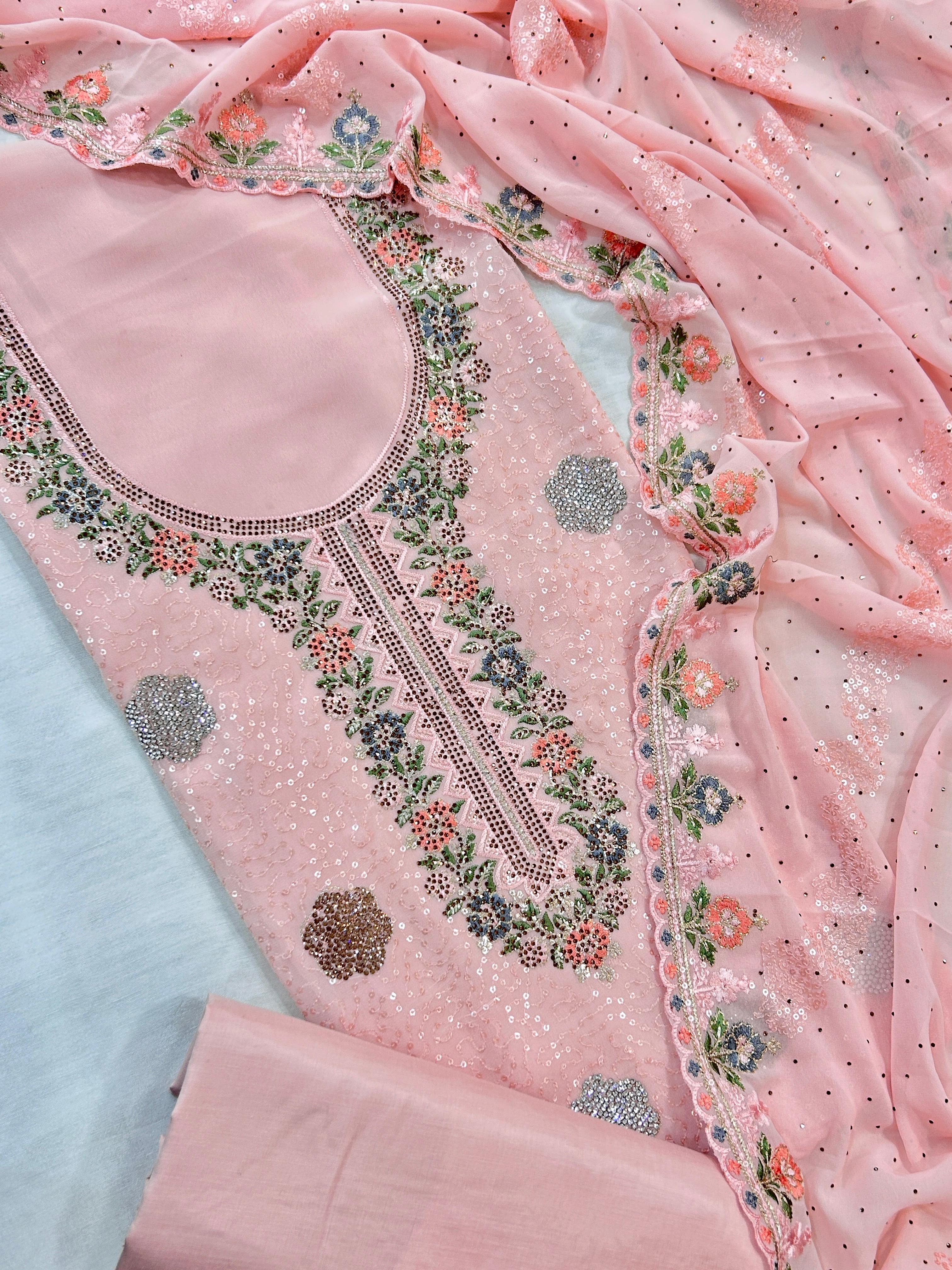 Handworked  Georgette Suit Set – Premium Party Wear