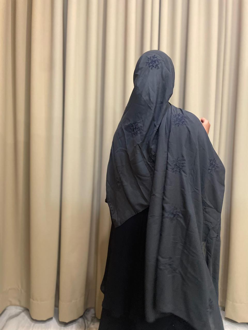 Embroidered Duljeil Hijab – Premium Soft Chiffon