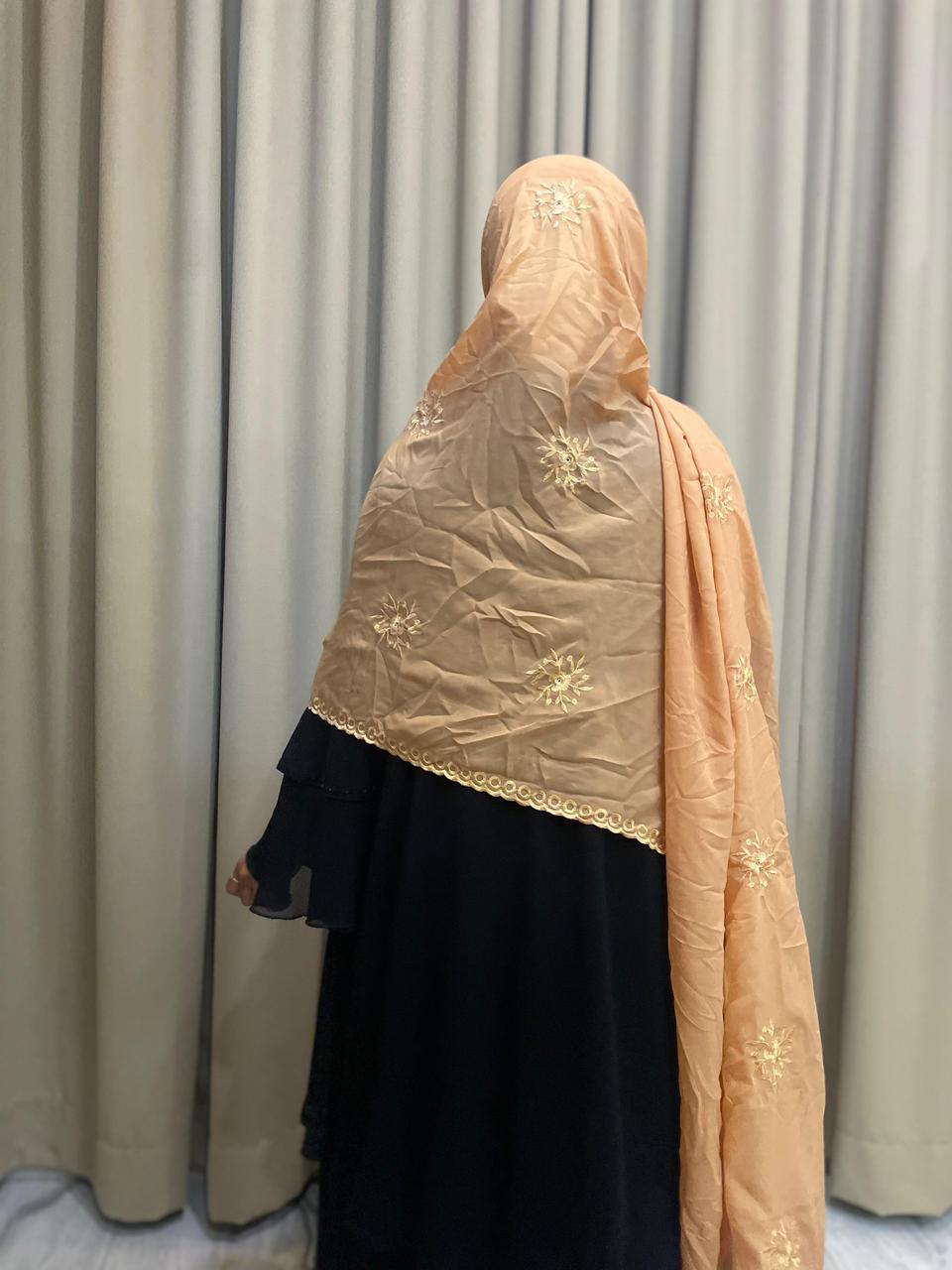Embroidered Duljeil Hijab – Premium Soft Chiffon
