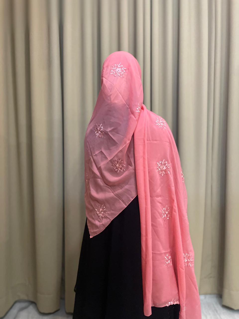 Embroidered Duljeil Hijab – Premium Soft Chiffon