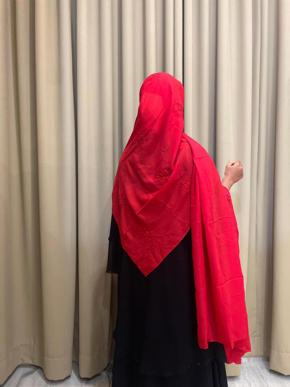 Embroidered Duljeil Hijab – Premium Soft Chiffon