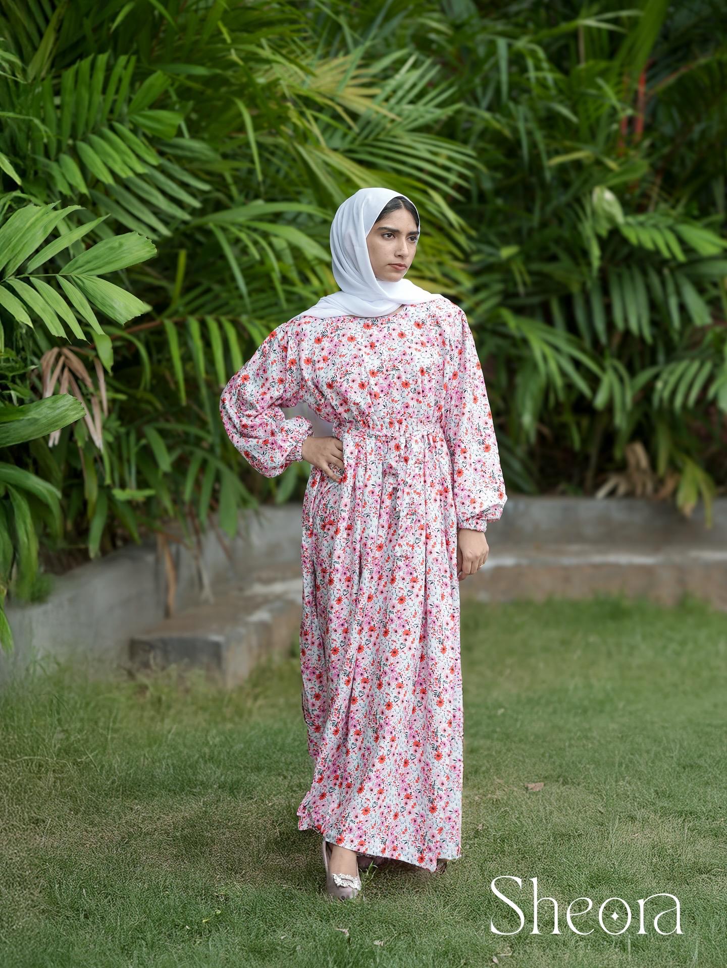 Pink Floral Printed Maxi Dress