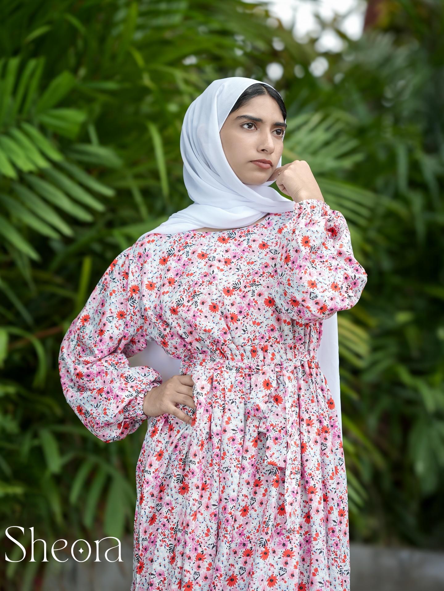 Pink Floral Printed Maxi Dress