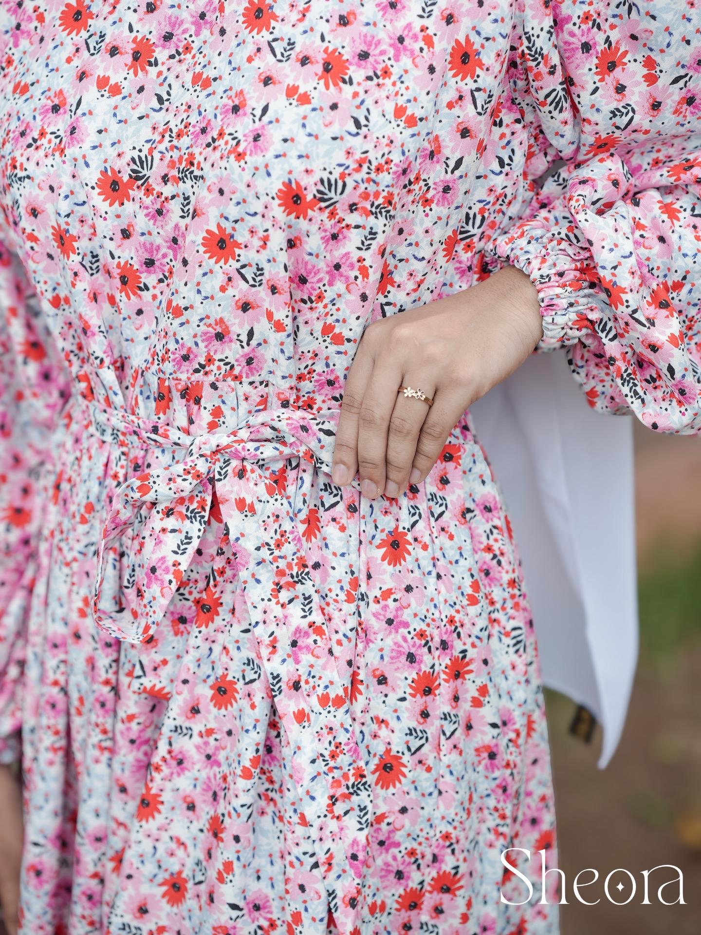 Pink Floral Printed Maxi Dress