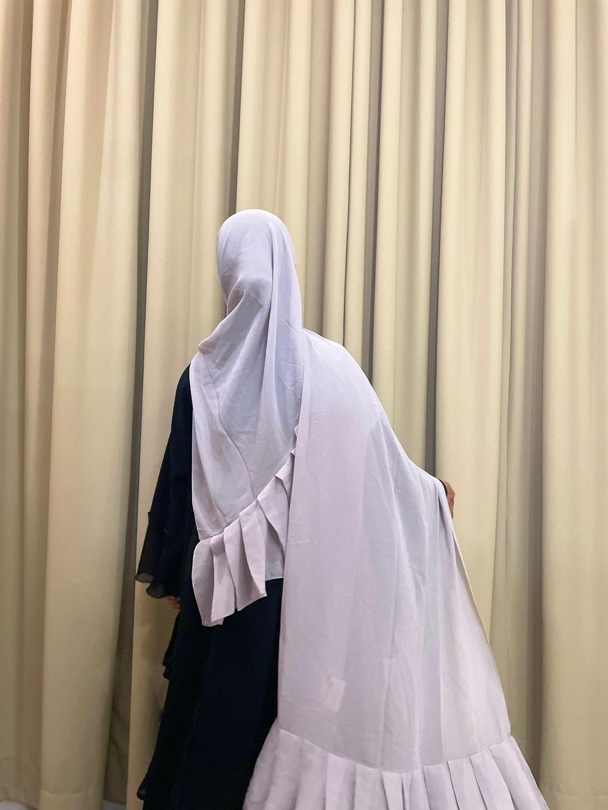 Premium Georgette Hijab with Two-Side Pleats – Made in UAE