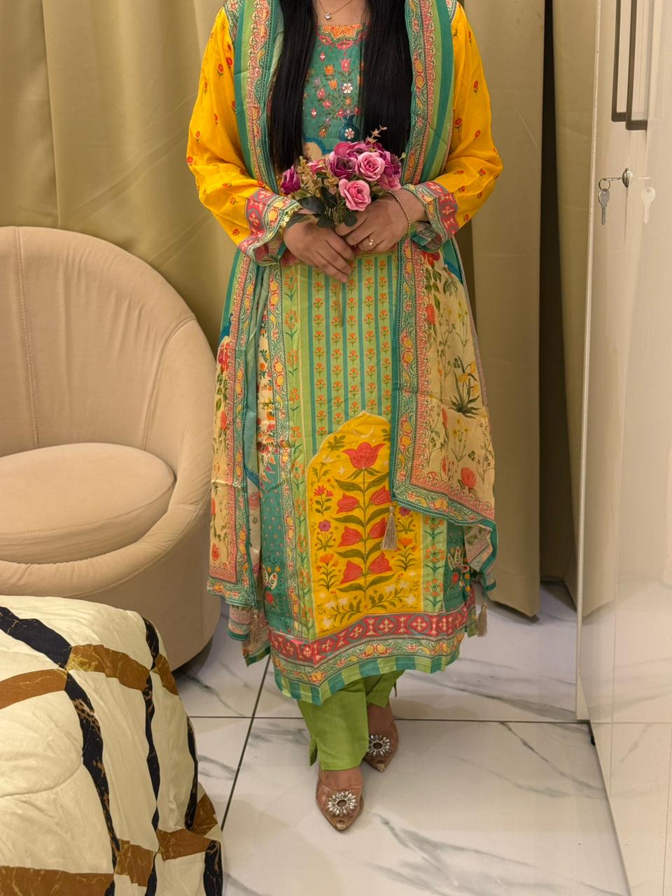 Premium Muslin Digital Print Handwork Dress Set