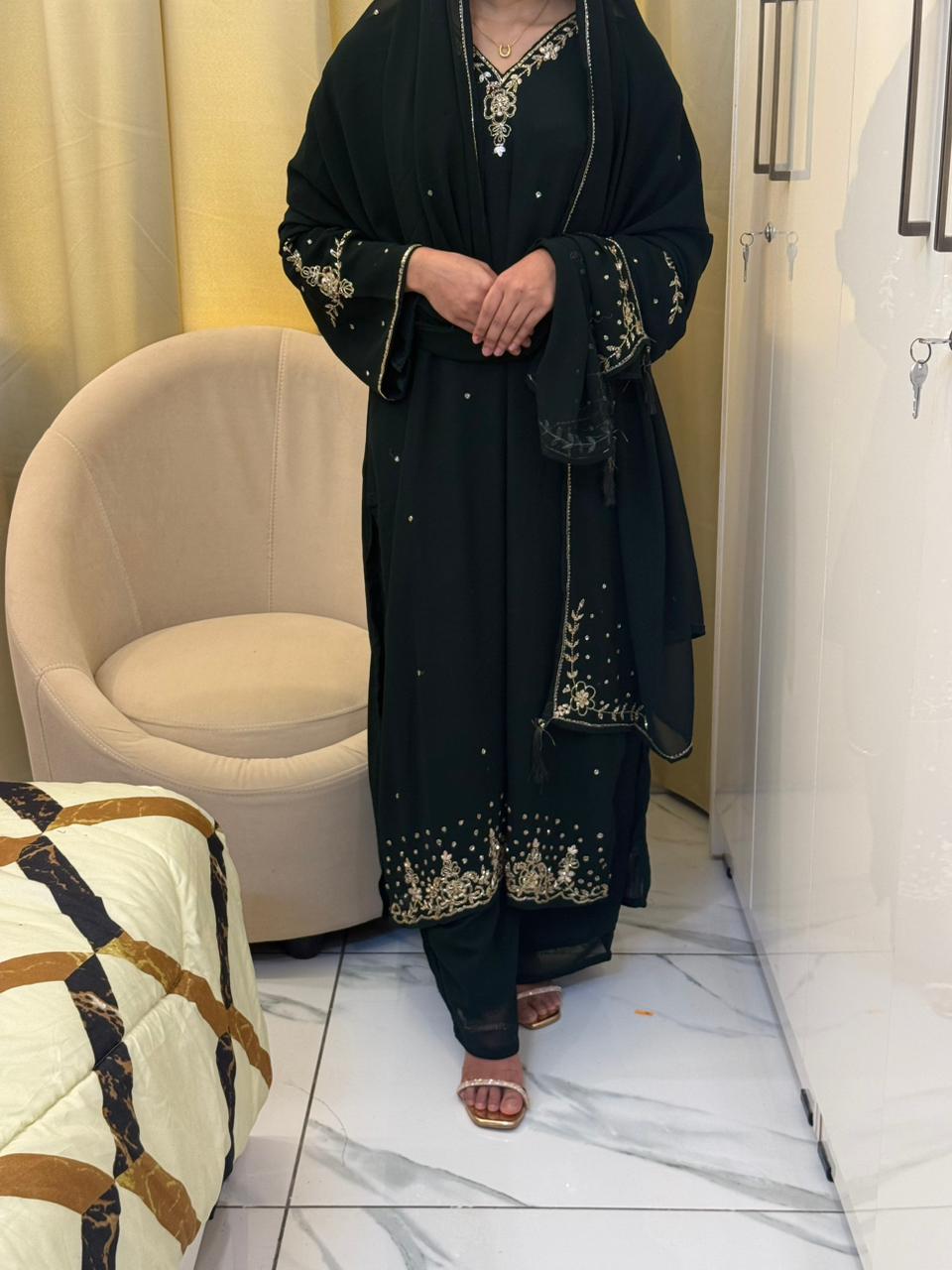 Premium Chiffon Handwork Suit Set with Dupatta