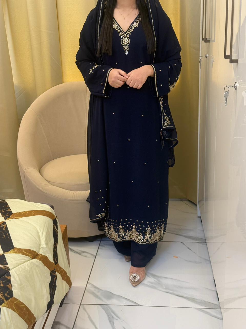 Premium Chiffon Handwork Suit Set with Dupatta