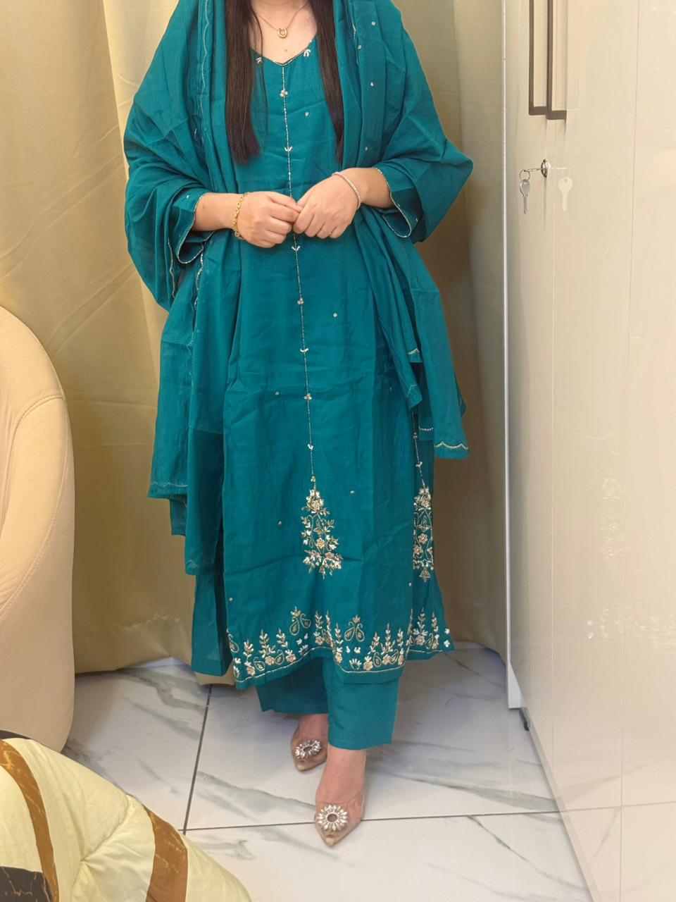 Classic Handwork Mulchanderi Anarkali