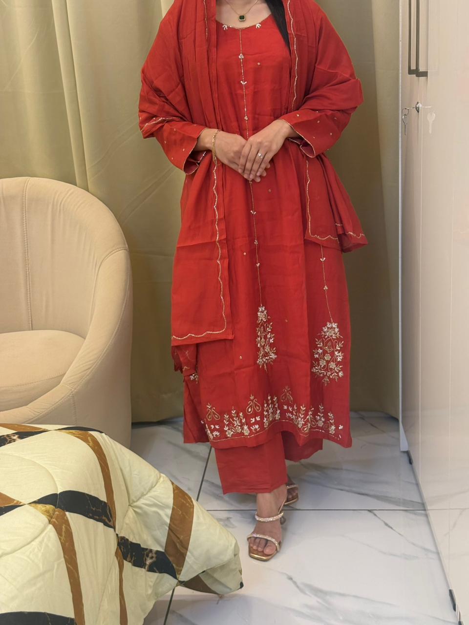 Classic Handwork Mulchanderi Anarkali