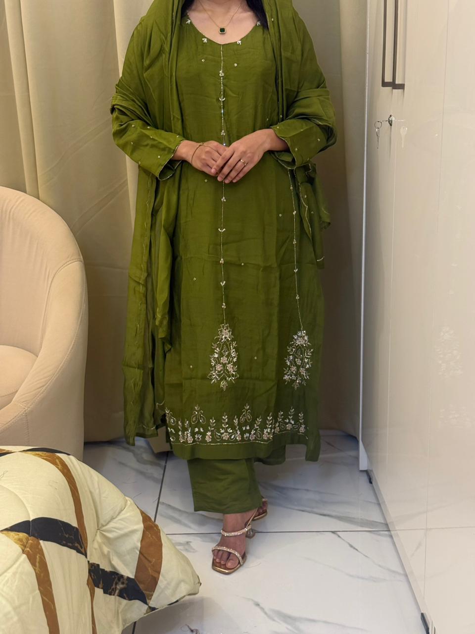 Classic Handwork Mulchanderi Anarkali