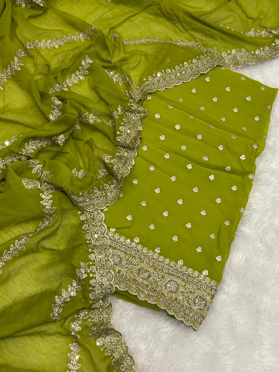 Embroidered Unstitched Suit Fabric with Dupatta